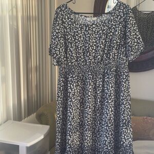 Floral Black and White Dress
